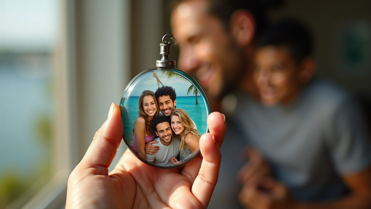 Chaveiro de resina com foto, presente personalizado.