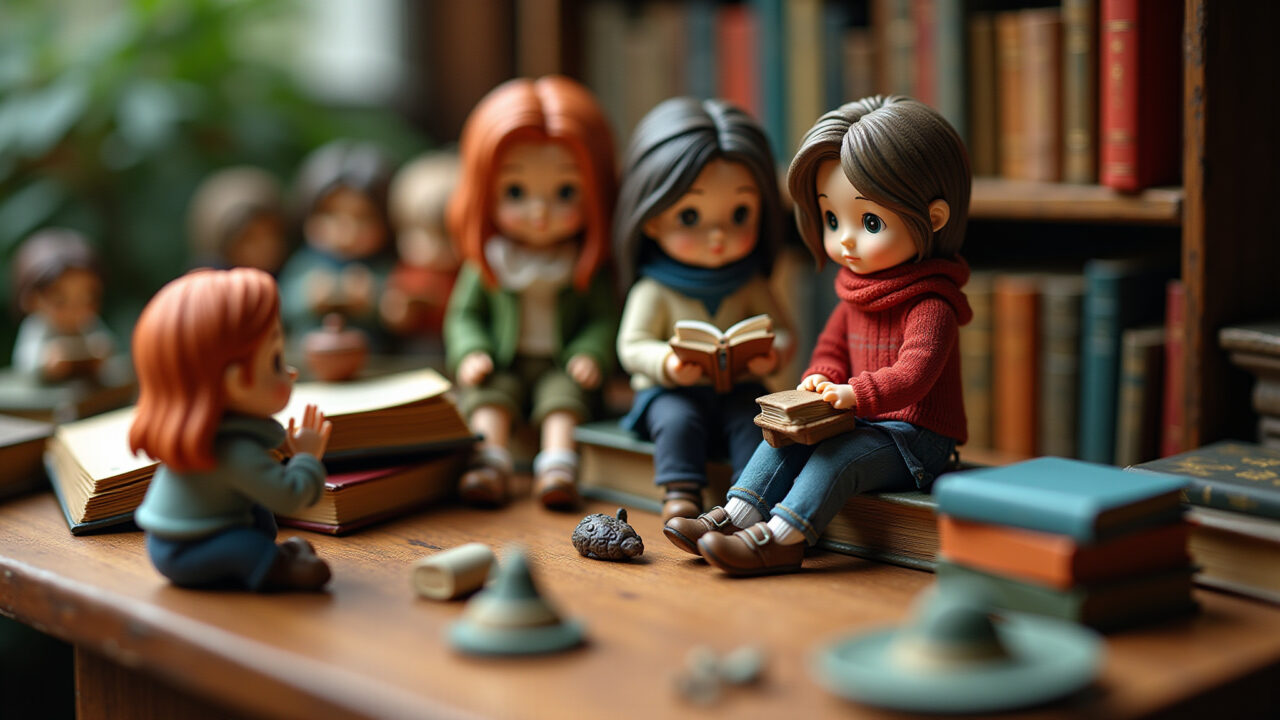 Diorama literário com cena de livro favorito.