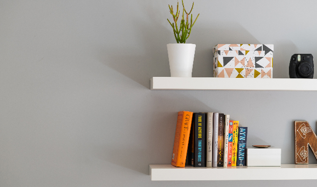 livros na decoração do apartamento