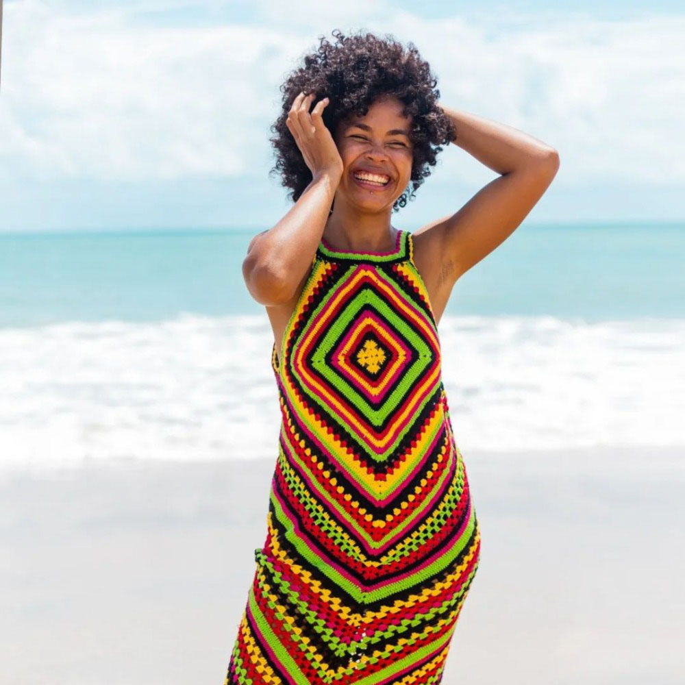 Vestido Amanda em Crochê Listras ...