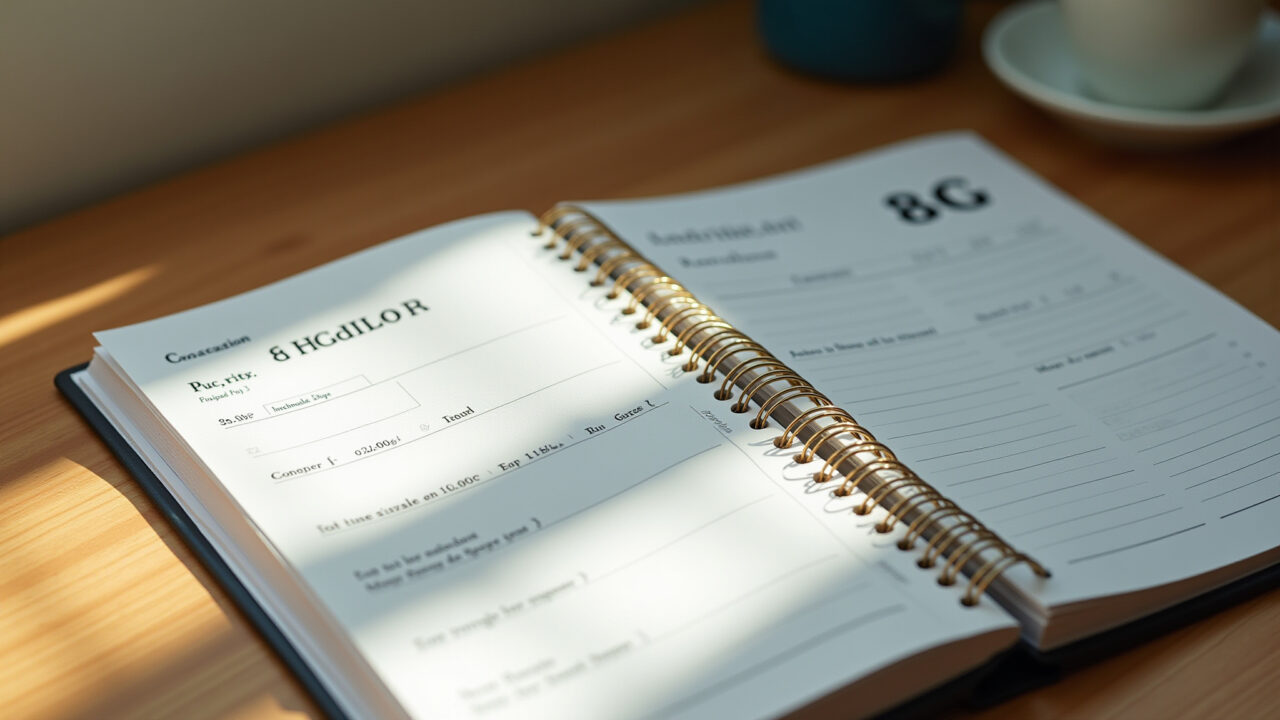 Planner personalizado na mesa de um professor.