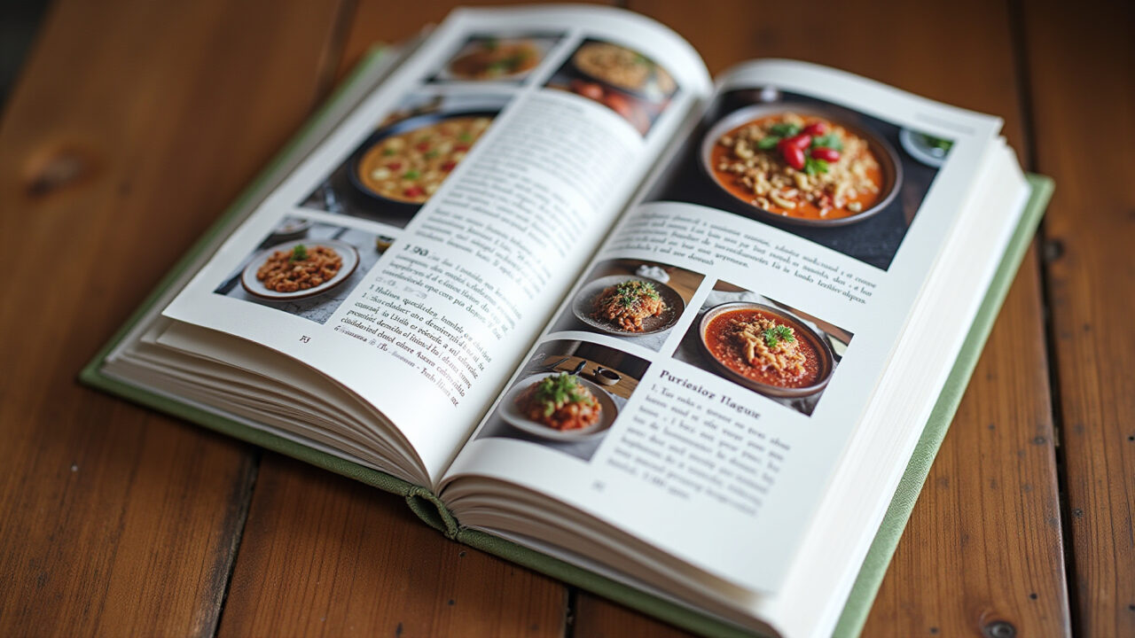 Livro de receitas de família com fotos e mensagens carinhosas.