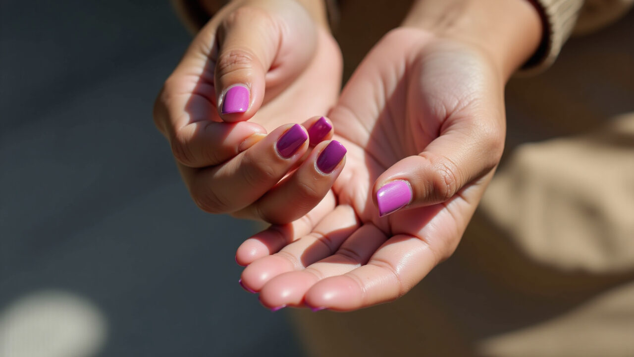 Ombré nails: unhas em gel com degradê suave em rosa e roxo.