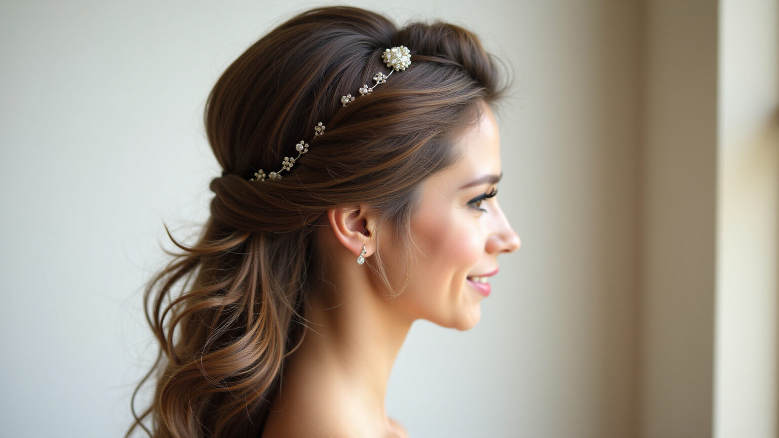 Como Fazer um Penteado Semi Preso para Casamento: Guia Prático e Estiloso Rabo de cavalo texturizado semi preso com acessório.