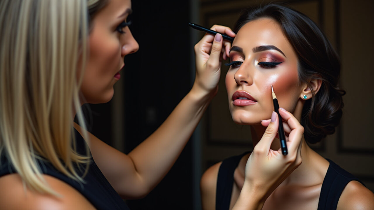 Professional photography, black bride contouring face, focus on elegant sculpting, natural Noiva negra contornando o rosto com elegância.