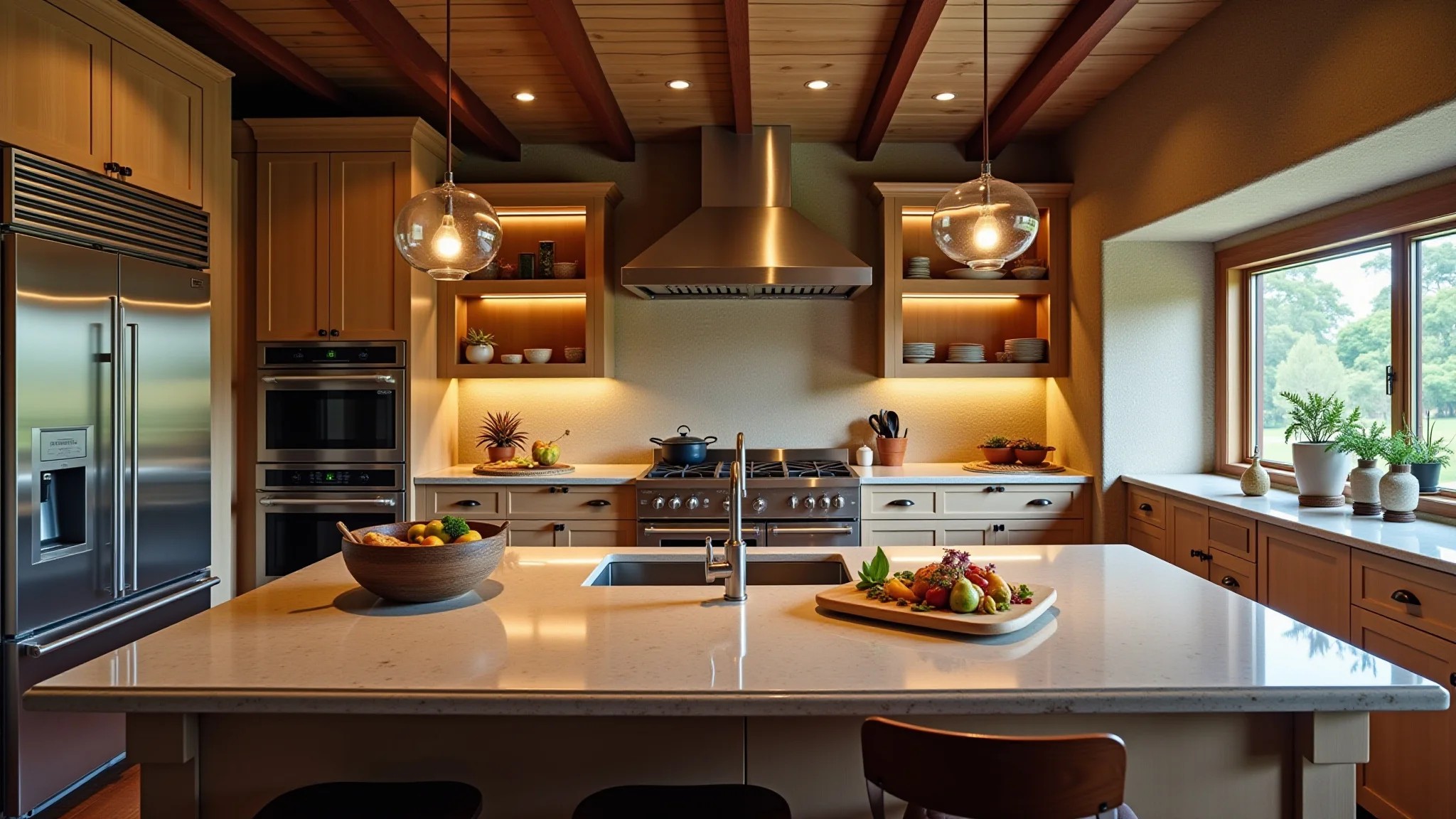 Cozinha gourmet aconchegante com elementos rústicos e decoração brasileira.