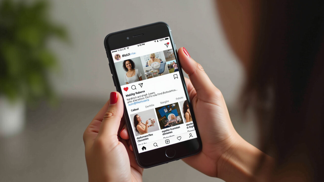 Professional photography of a Brazilian artisan promoting her Elo7 shop on social media, featuring Artesã brasileira divulgando sua loja na Elo7 nas redes sociais.