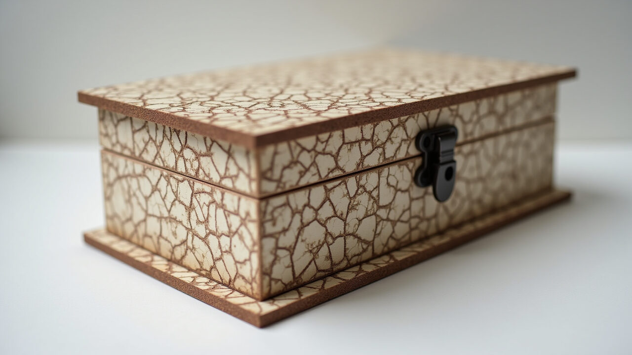 Porta joias de MDF rústico com efeito craquelê.