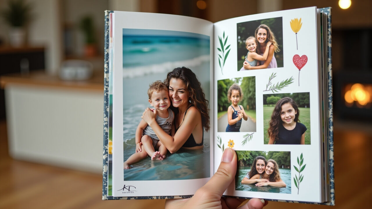 Cartão scrapbook com fotos e lembranças para o Dia dos Professores.
