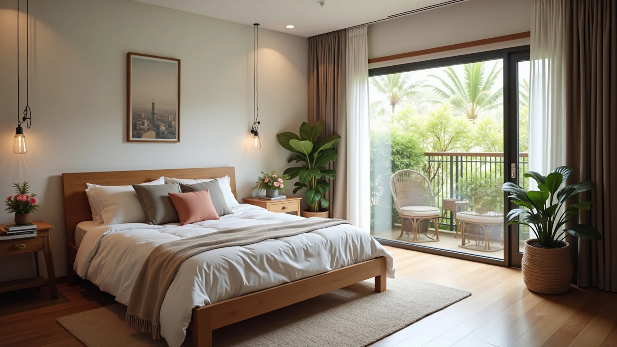 Quarto de casal simples e aconchegante com decoração barata e criativa.