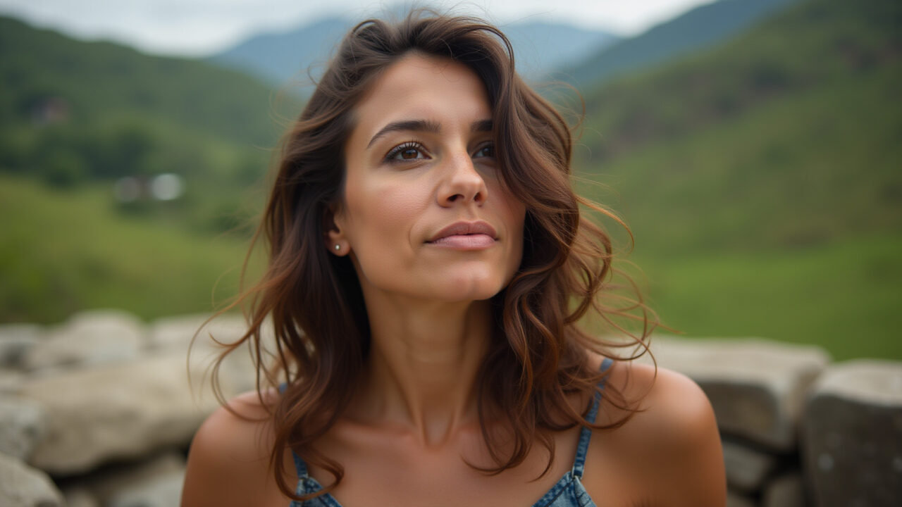 Mulher refletindo durante Rosh Hashaná.