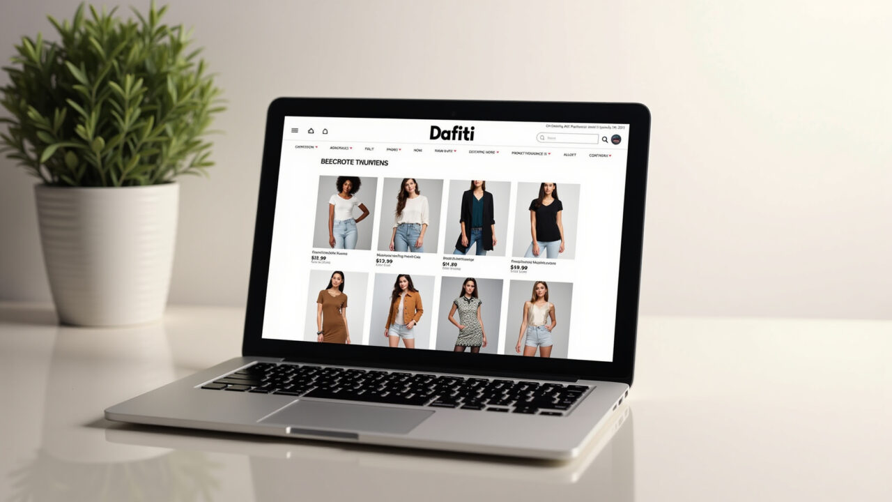 Interface do site da Dafiti com roupas femininas.