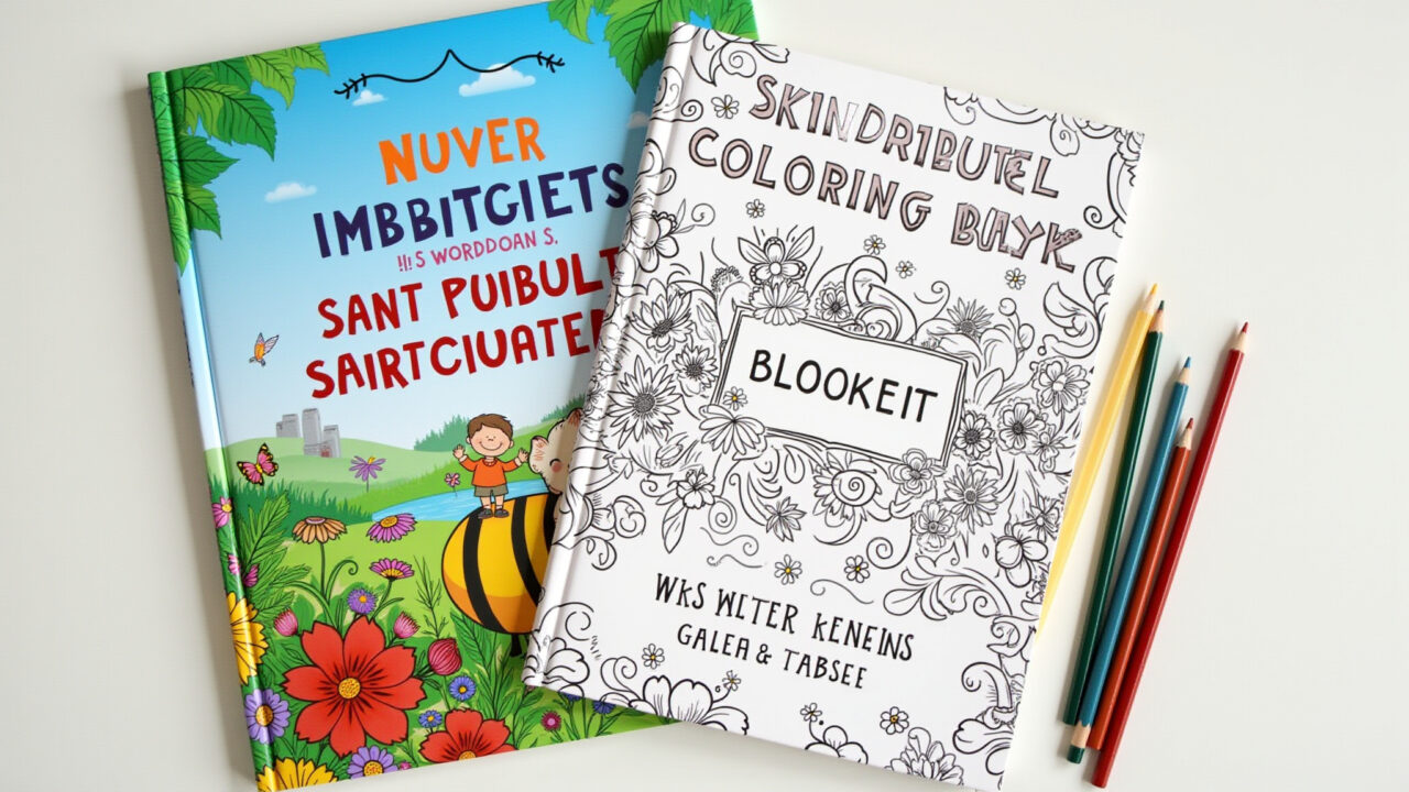 Livrinho de colorir personalizado com nome e lápis de cor.