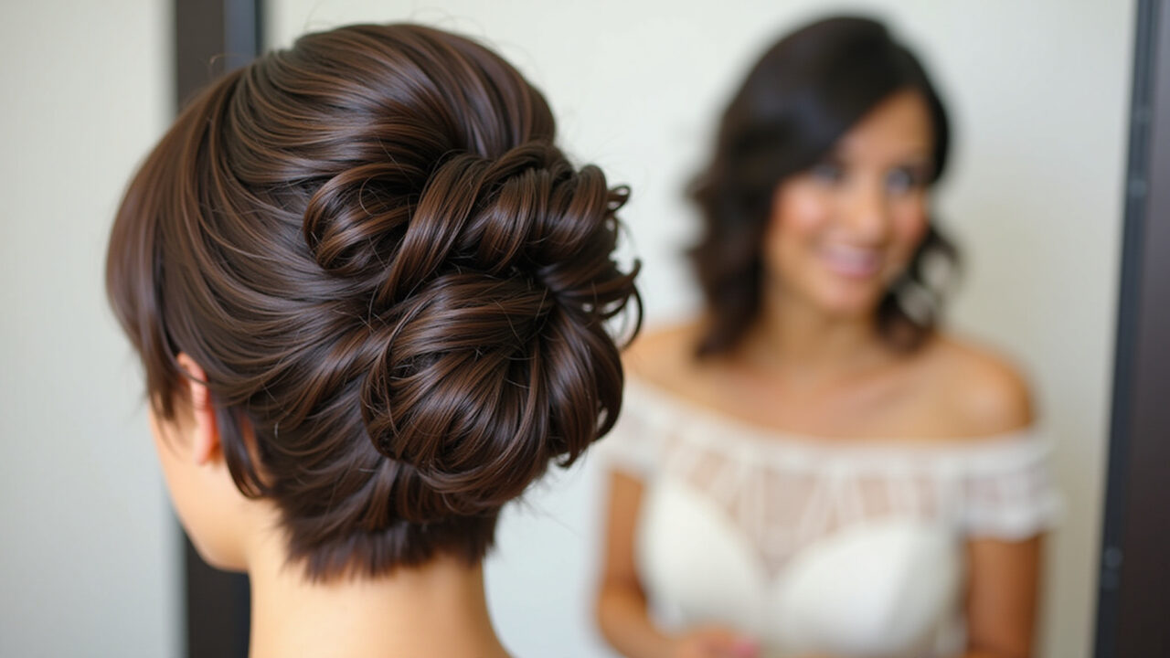 Professional photography, short textured hair with volume, styled for a wedding, natural lighting, Cabelo curto texturizado com volume para casamento.