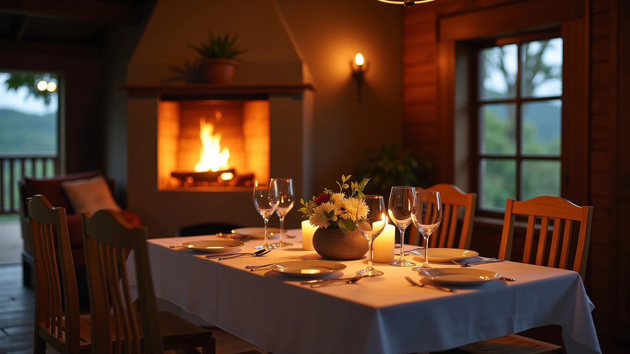 Jantar romântico em cabana aconchegante em Monte Verde, Minas Gerais.