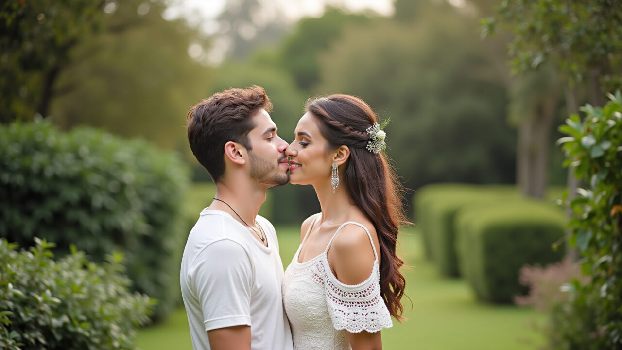 Romantic woman in a white crochet dress in a garden in Minas Gerais, natural light, lifestyle Vestido de crochê branco para um visual romântico.