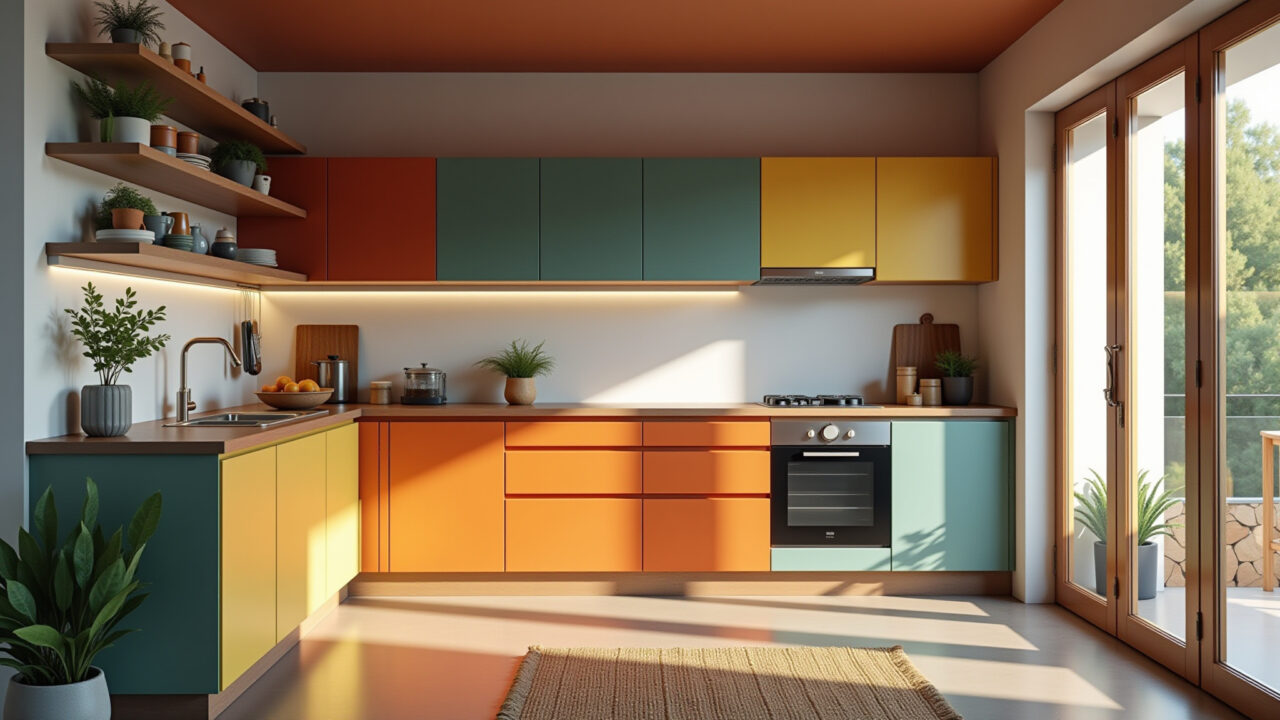 Cozinha compacta simples e barata com decoração criativa.