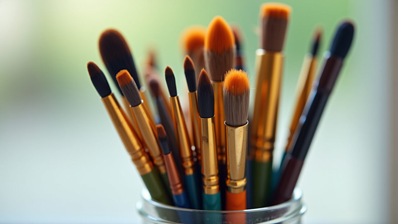 Pincéis de artesanato de molho para remover tinta seca.