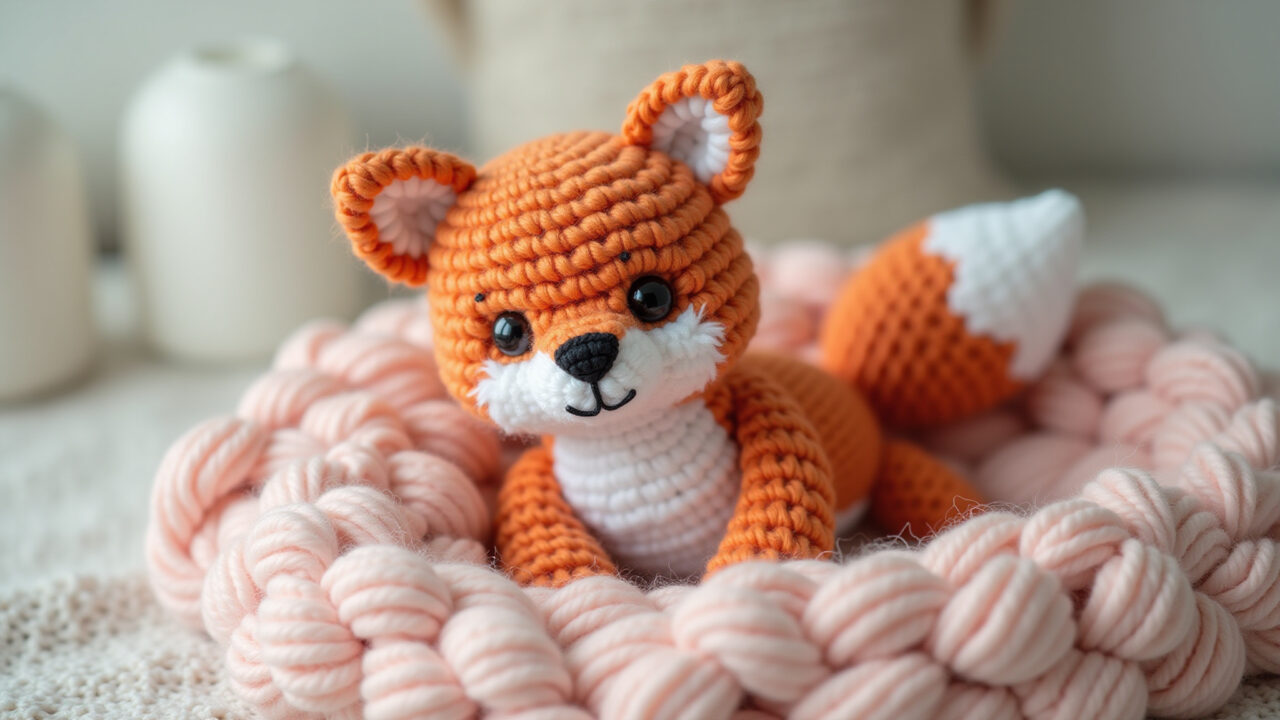 Amigurumi de raposa bebê, presente delicado para recém-nascido.
