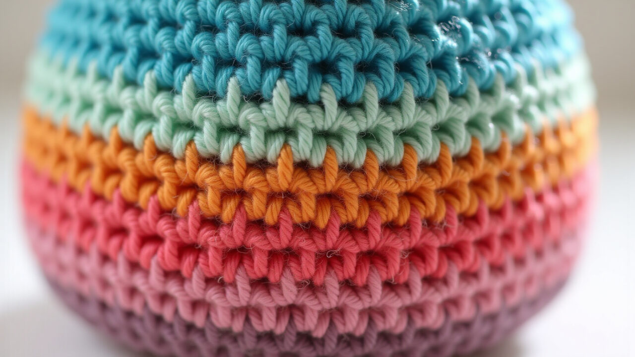 Striped amigurumi color change, same stitch, straight lines, vibrant yarn, professional Amigurumi listrado com troca de cores.