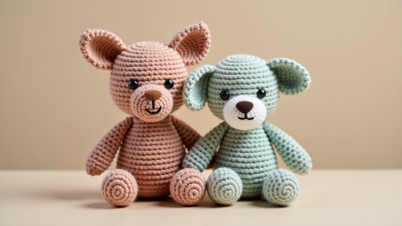 Sustainable amigurumi, recycled cotton yarn, neutral colors, simple design, eco-friendly, natural Amigurumi sustentável feito com fios reciclados para bebês.
