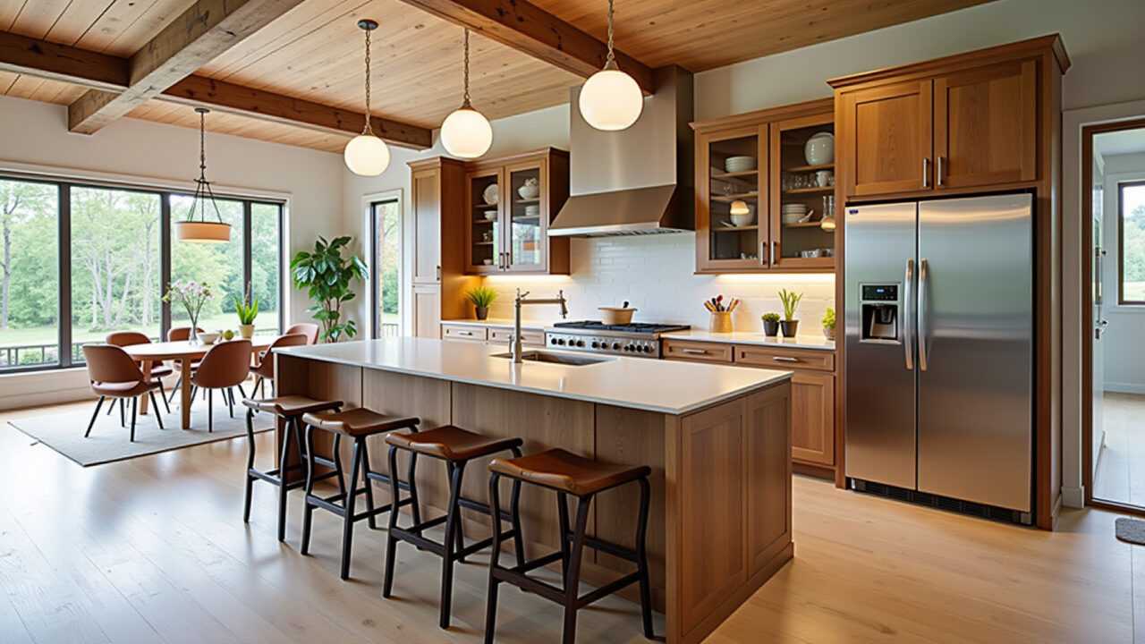 Sustainable classic kitchen, reclaimed wood, eco-friendly materials, conscious elegance, 8k, Cozinha clássica sustentável com madeira de demolição.