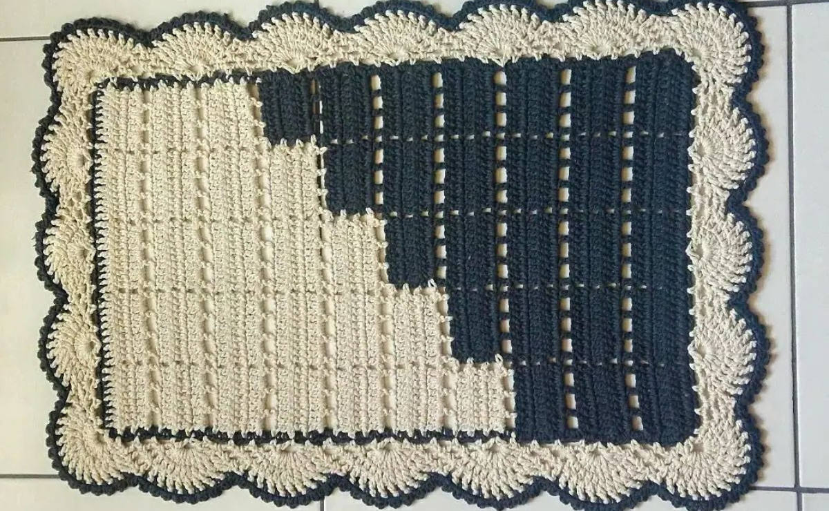 tapete de crochê retangular ...