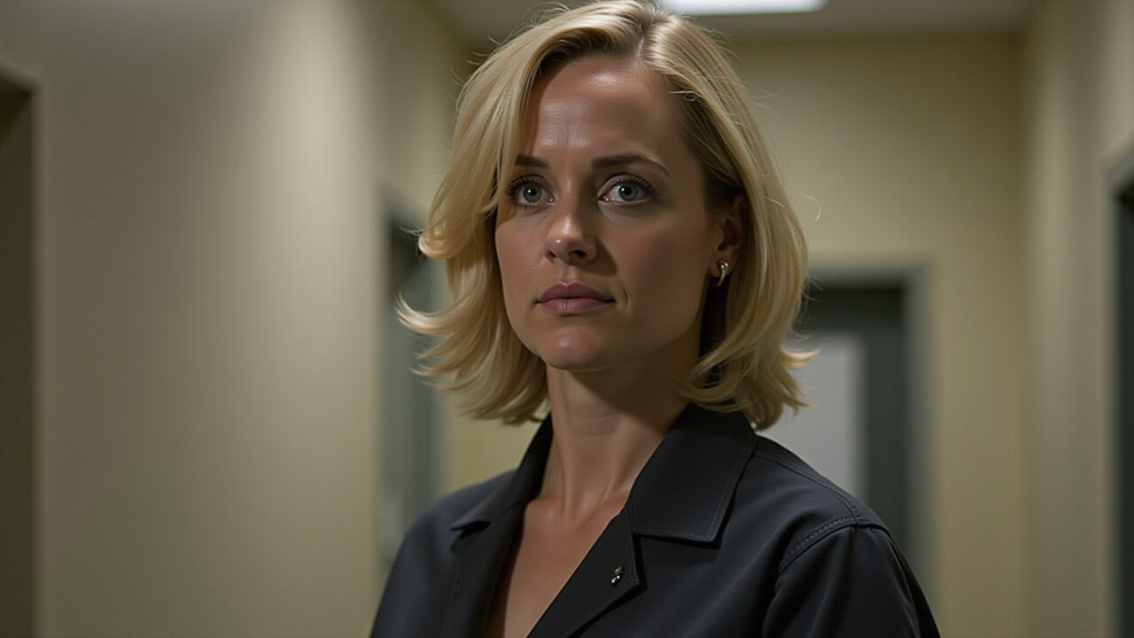 Piper Chapman em Orange is the New Black, com expressão reflexiva.