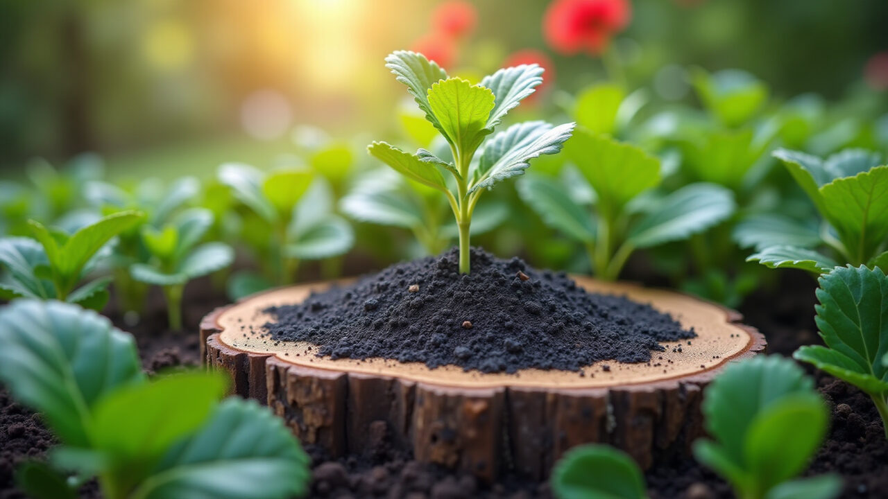 Cinzas de madeira como proteção e adubo para plantas.