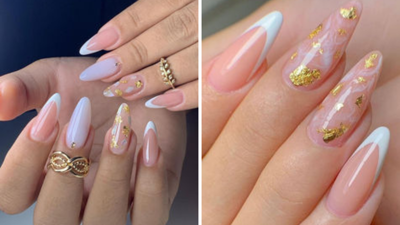 25 unhas decoradas com folhas de ouro ...