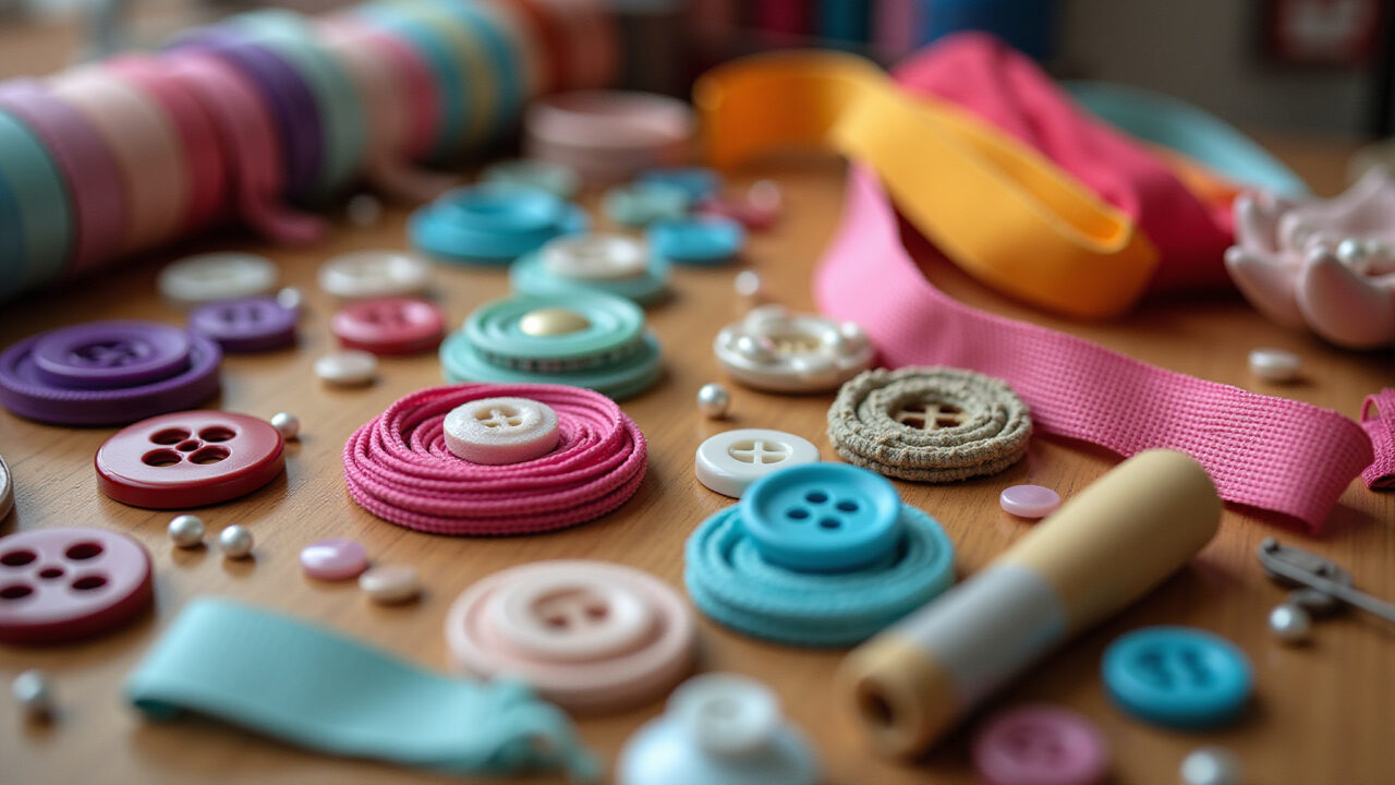 Materiais para criar laços elegantes.