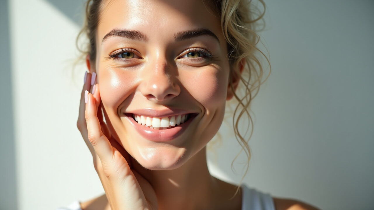 Pele clara após peeling para acne.