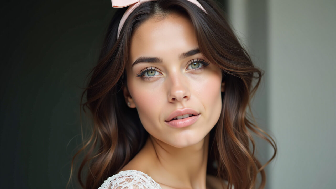 Acessório de cabelo com laço delicado.