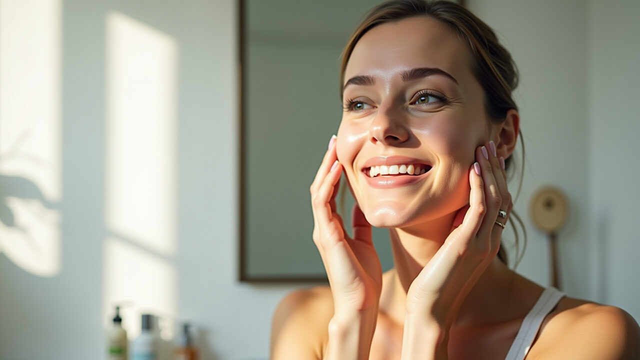 Pele radiante após peeling químico suave.