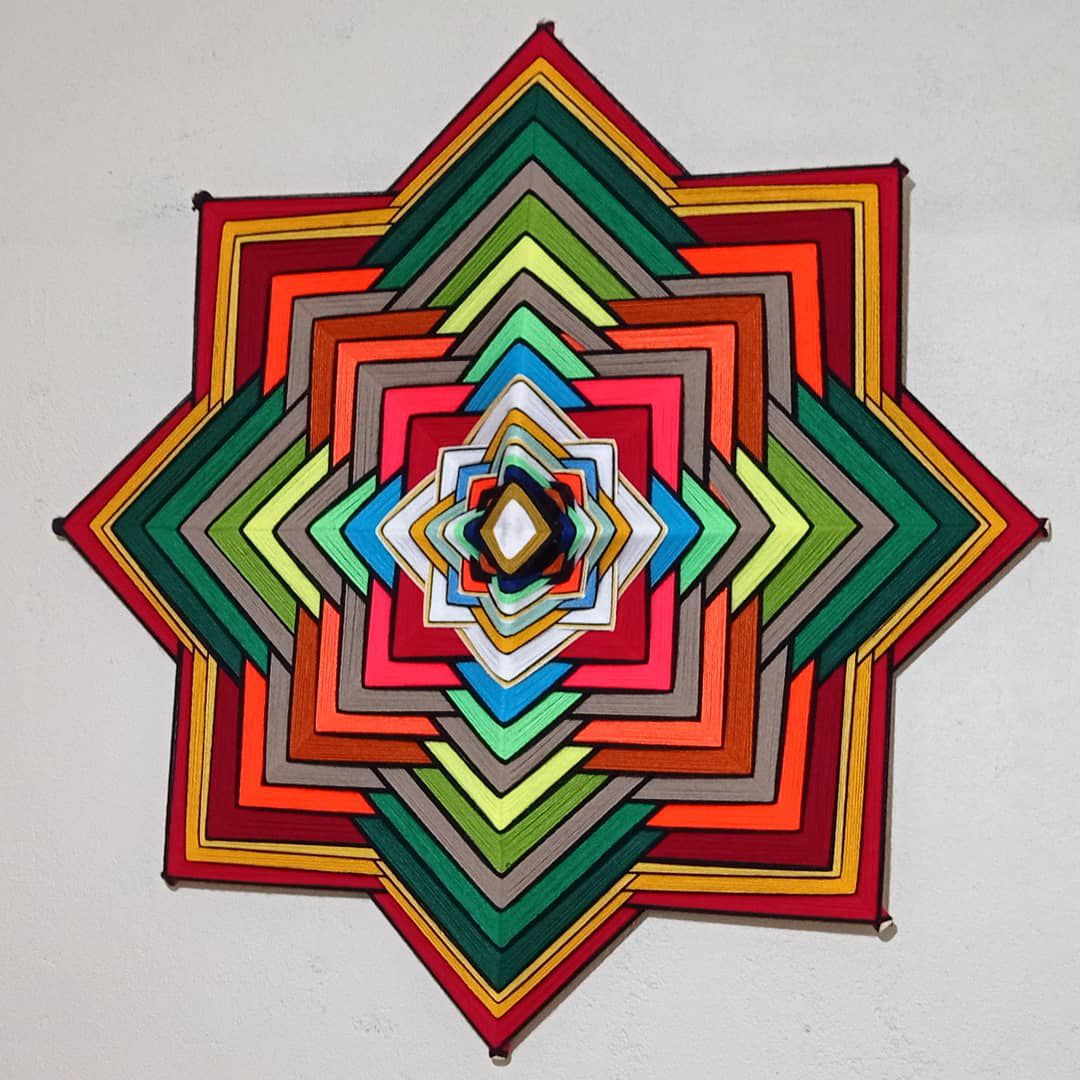 Mandala de lã cores 8 pontas 1 metro ...