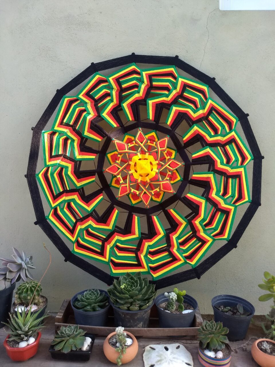 Mandala de lã Reggae 16 pontas 80 cm ...