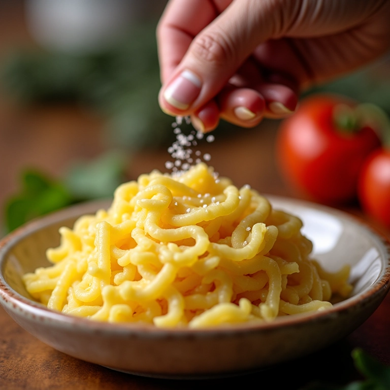 Adicionando sal ao requeijão caseiro.