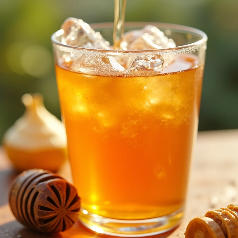 Adoçando chá gelado com mel e stevia.