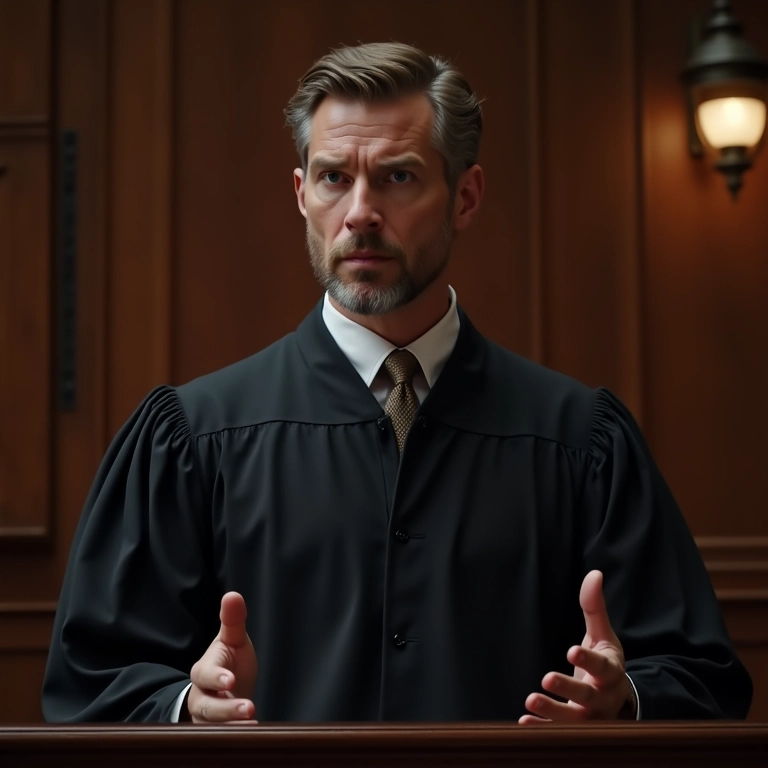 Advogado defendendo um caso no tribunal, representando justiça e preconceito.