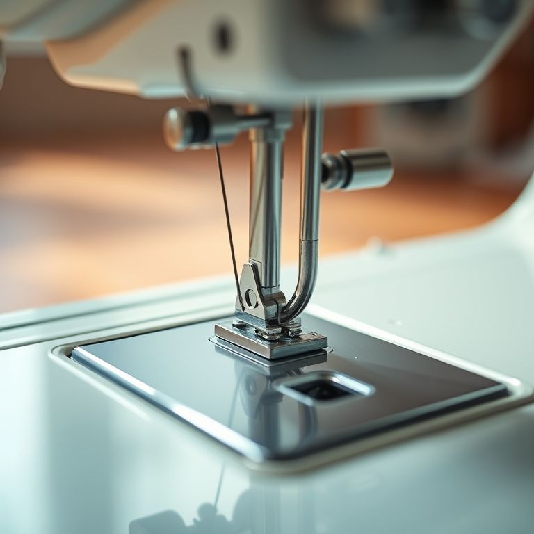 Agulha de máquina atingindo um alfinete durante a costura.
