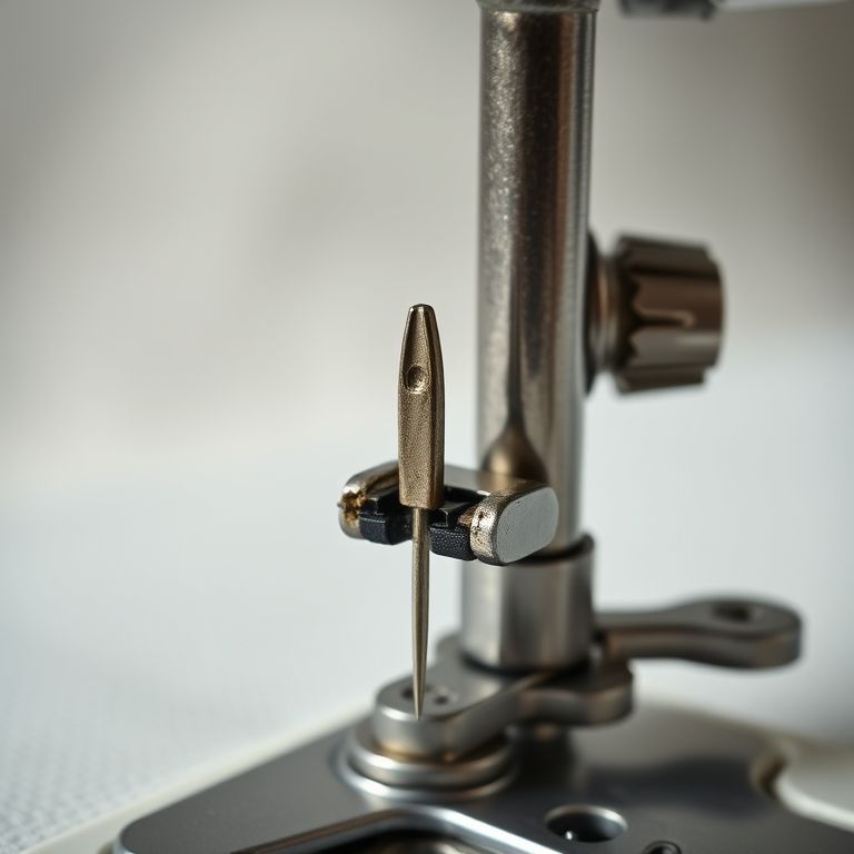Agulha de máquina de costura desgastada e danificada.