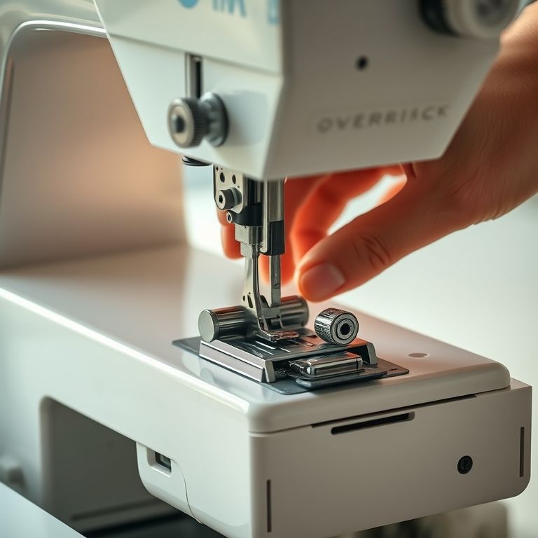 Ajustando a tensão das linhas em uma máquina overlock.