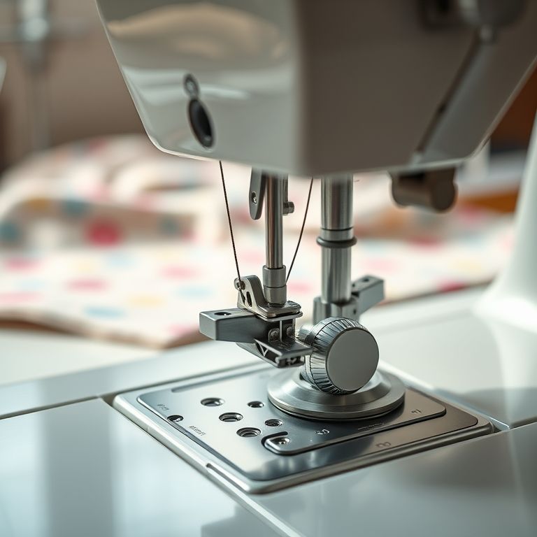 Ajuste da tensão da linha em máquina de costura.