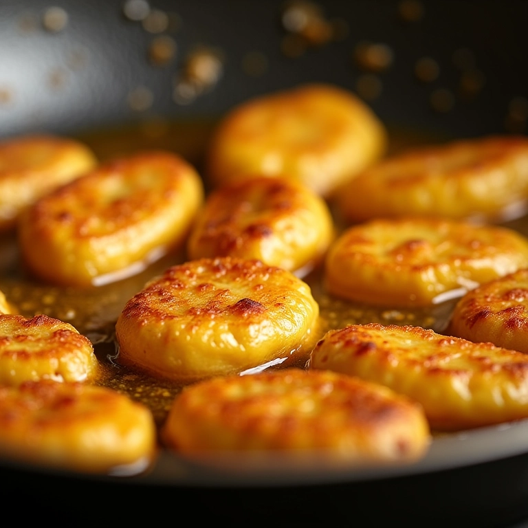 Alimentos sendo fritos em óleo de coco.