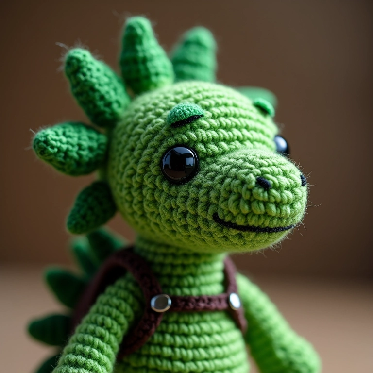 Amigurumi de Anquilossauro verde em crochê.