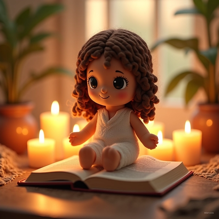 Amigurumi de Jesus em um espaço de oração, transmitindo paz e serenidade.