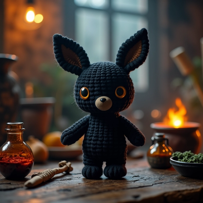 Amigurumi Snape em sala de poções.