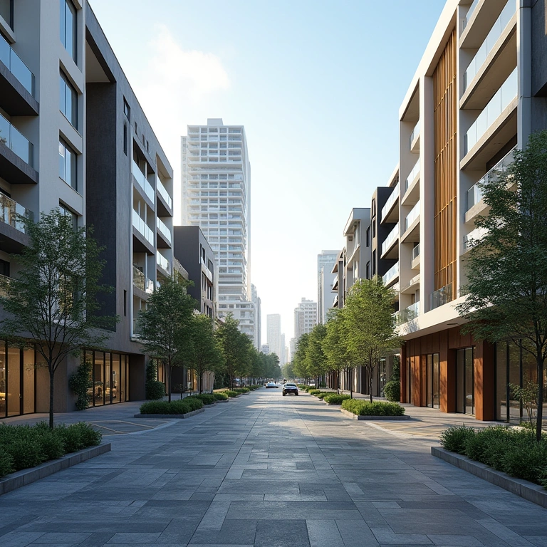 América neighborhood, Joinville, Brazil. Modern buildings, well-planned streets, commercial area, Prédios modernos no bairro América, Joinville.