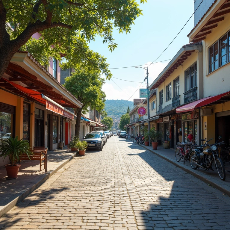 Anita Garibaldi neighborhood, Joinville, Brazil. Street view, close to downtown, shops and Rua movimentada no bairro Anita Garibaldi, Joinville.