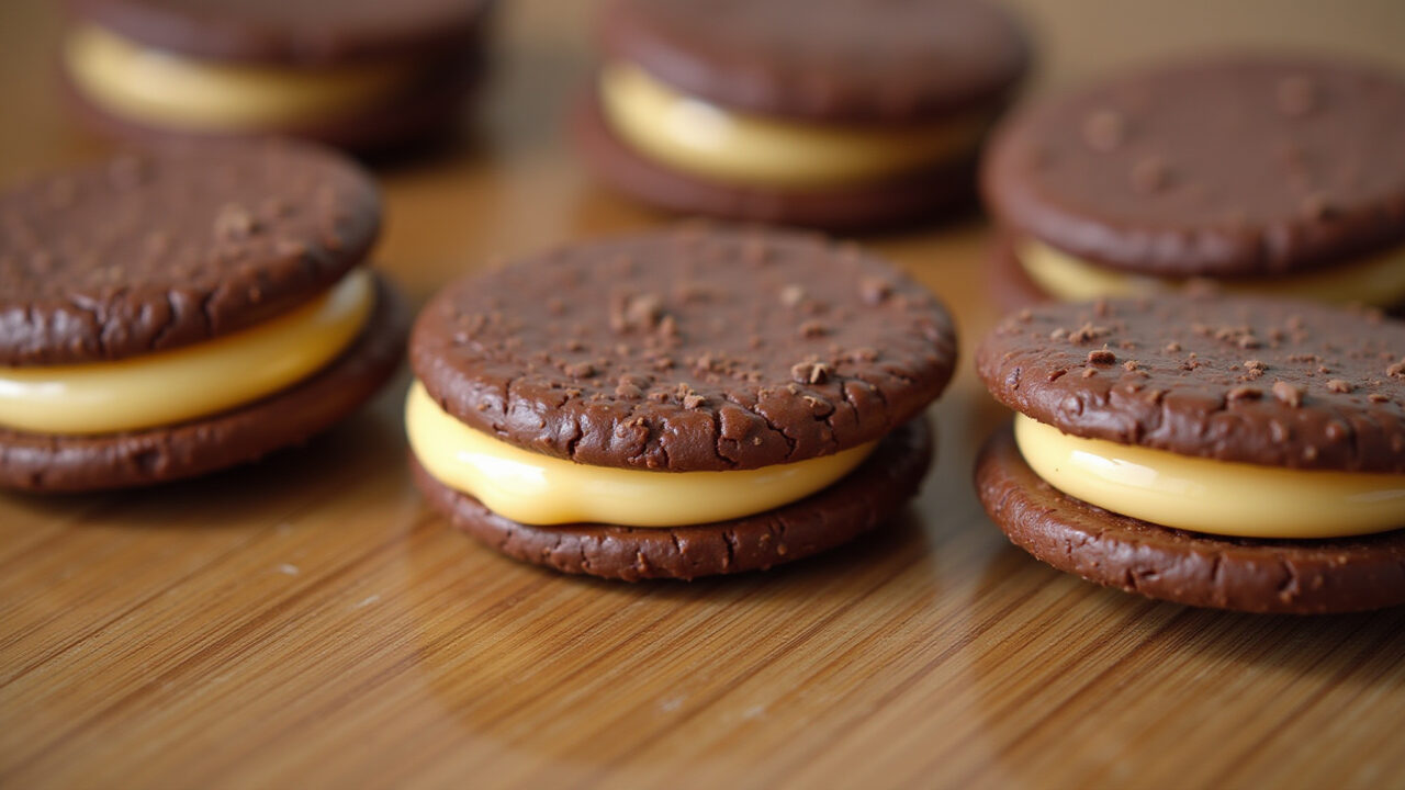 Alfajor de chocolate argentino com doce de leite caseiro.